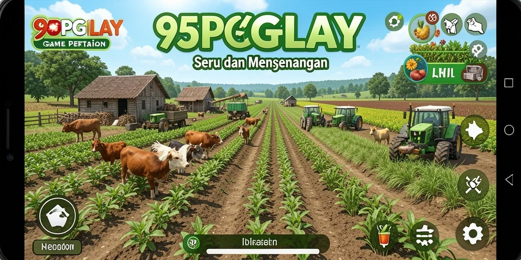 Screenshot gameplay 95PGPLAY yang menunjukkan aktivitas bertani.