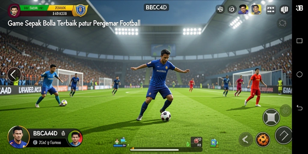 Tampilan gameplay seru di BBCA4D dengan berbagai tim sepak bola.