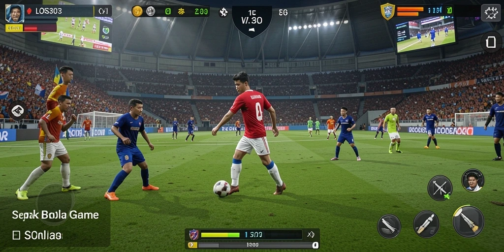 Tangkapan layar gameplay LOS303 dengan aksi sepak bola yang mendebarkan.