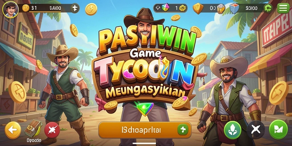 Tangkapan layar utama PASTIWIN menampilkan gameplay Tycoon yang inovatif.