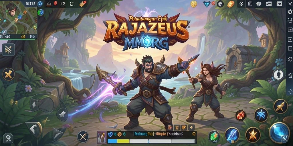Tampilan gameplay RAJAZEUS yang menakjubkan dan penuh aksi.