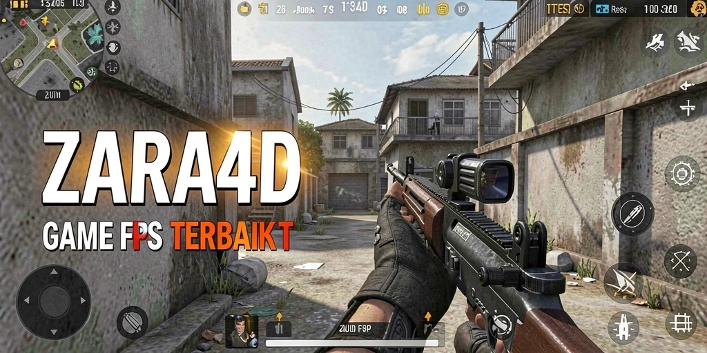 Screenshot gameplay mendebarkan dari ZARA4D, menunjukkan aksi tembak-menembak.